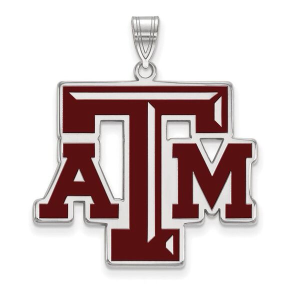 Sterling Silver Texas A&M U. XL Enamel Pendant